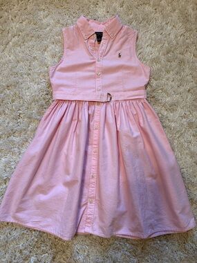 Ralph Lauren Light Pink Sleeveless Shirtwaist Dress with Belt